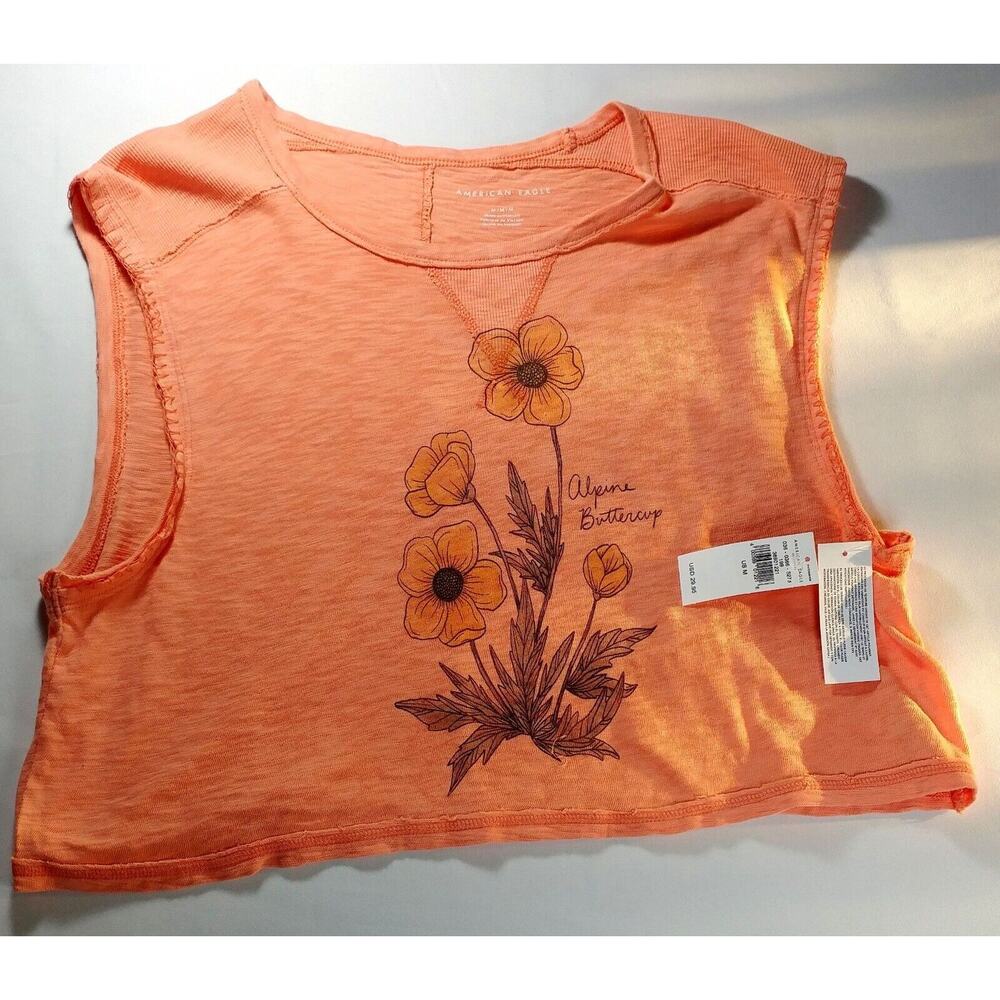 American Eagle Sleeveless Tee Women's Medium Scoop Neck Alpine Buttercup